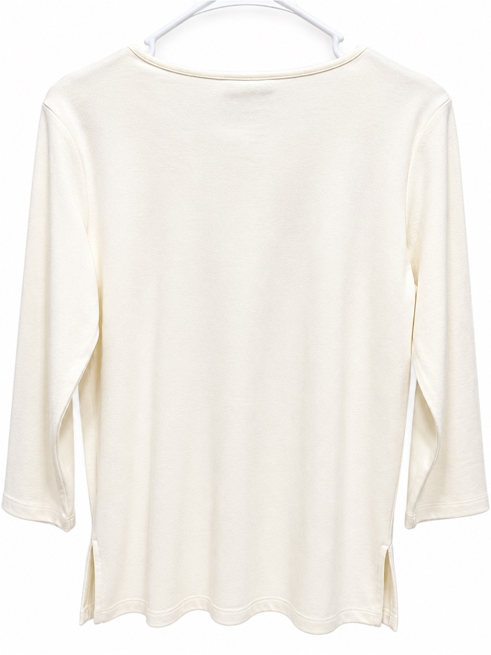 NWT Alfred Dunner Ivory Embellished 3/4 Sleeve Knit Top Size Small - Picture 2 of 3